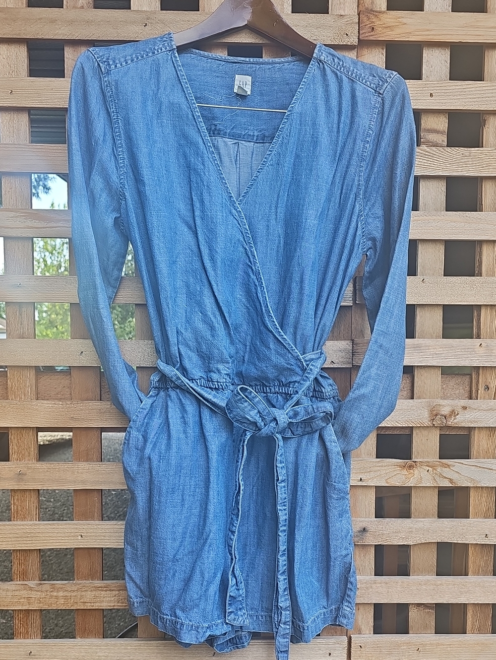 Gap Denim Wrap Romper Dress - Blue